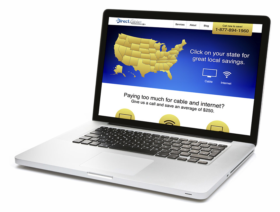 Direct Cable website on a laptop.